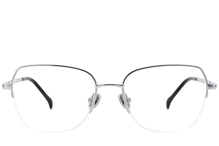 Halbrandlose Brille aus silbernem Titan #BS2012-1770