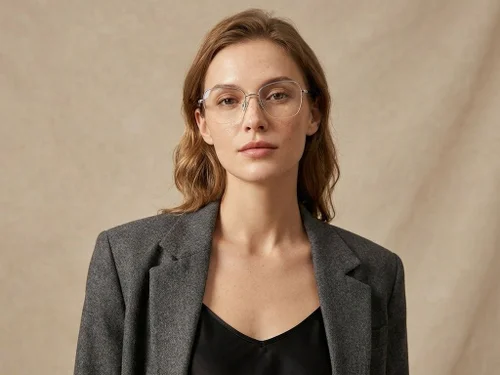 Lunettes semi-cerclées en titane argenté #BS2012-1770