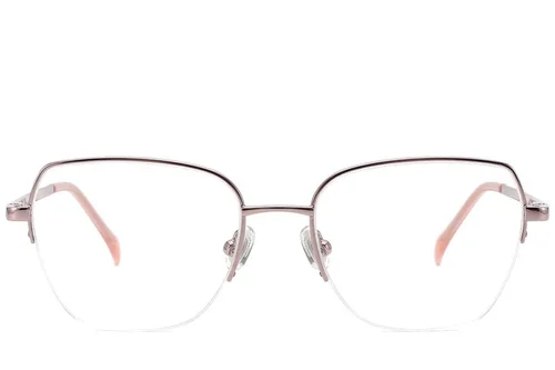Lunettes semi-cerclées en titane rose #BS2012-1771