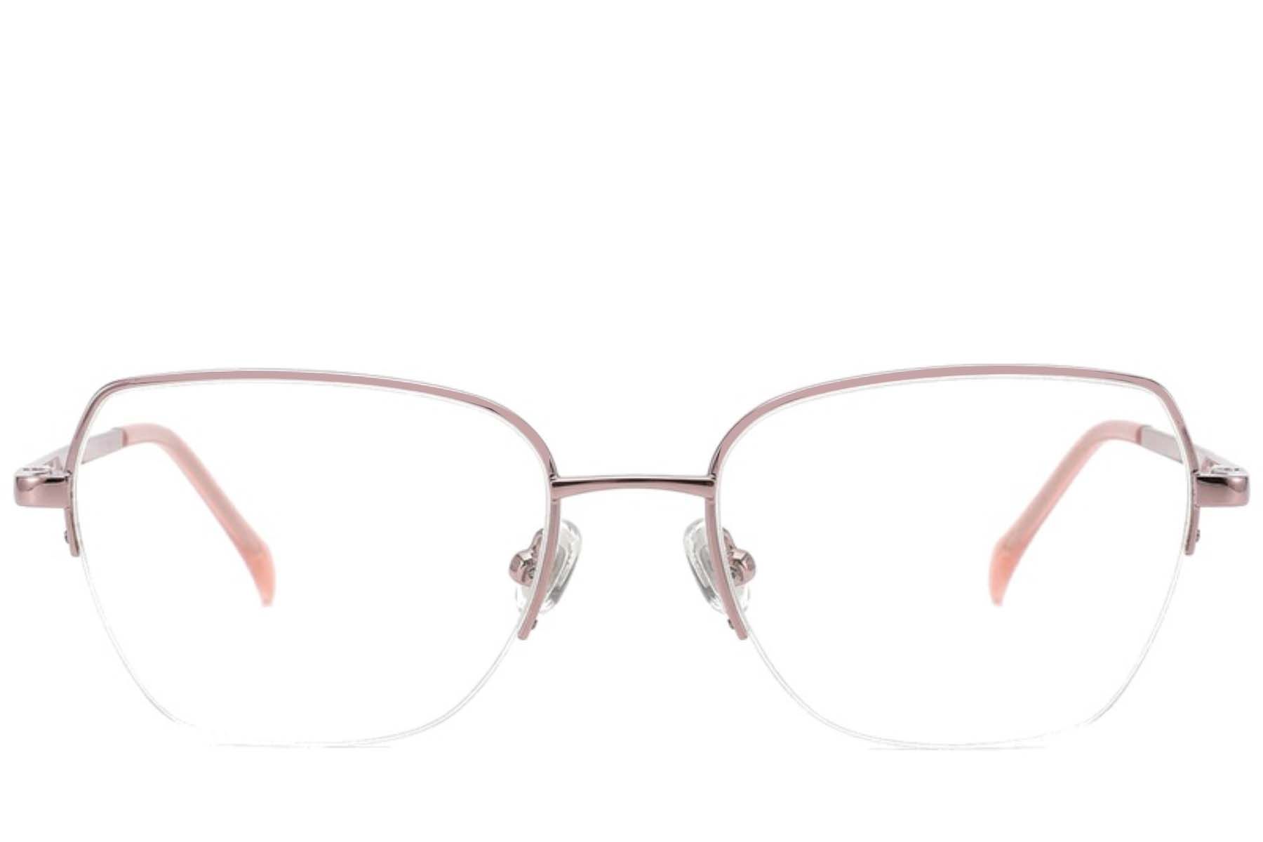 Semi-rimless Pink Titanium Glasses #BS2012-1771