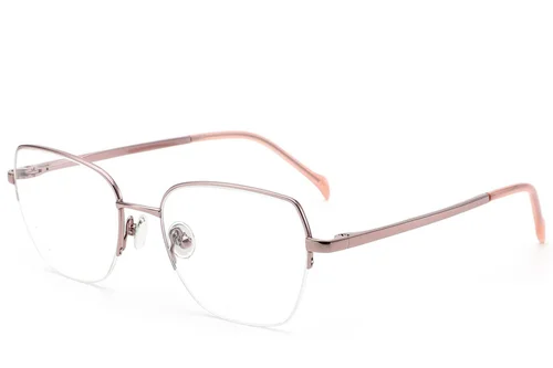 Lunettes semi-cerclées en titane rose #BS2012-1771