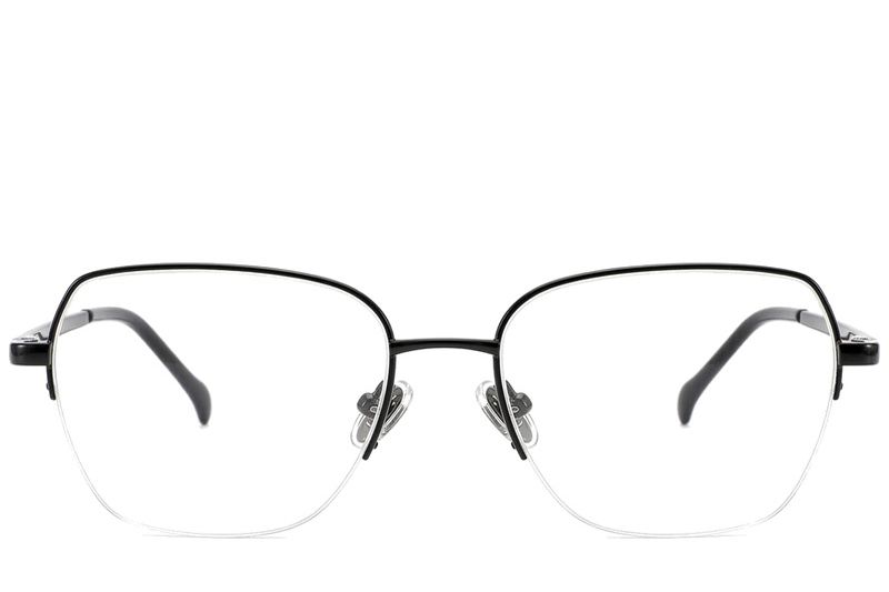 Semi-rimless Black Titanium Glasses #BS2012-1773