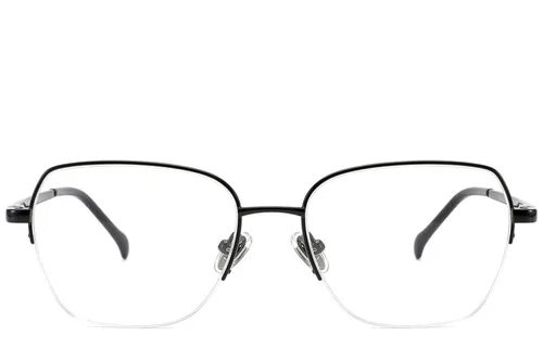 Lunettes semi-cerclées en titane noir #BS2012-1773