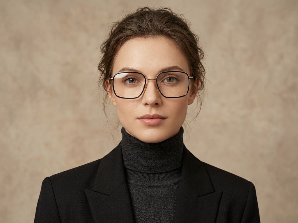Rectangular Golden Titanium Glasses #BS2012-1774