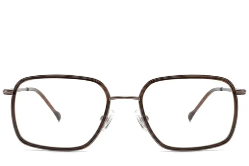 Lunettes rectangulaires en titane brun #BS2012-1776