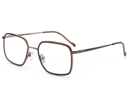 Lunettes rectangulaires en titane brun #BS2012-1776