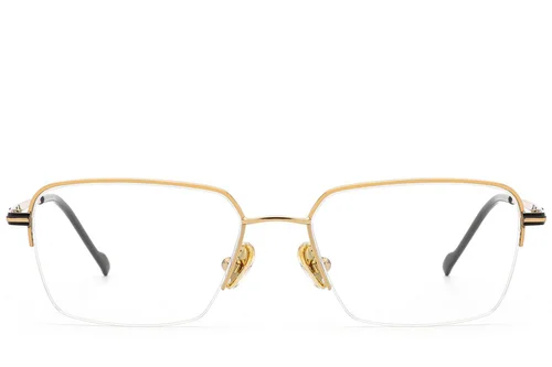 Lunettes semi-cerclées en titane doré #BS2012-1779