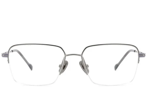 Lunettes semi-cerclées en titane gris #BS2012-1780