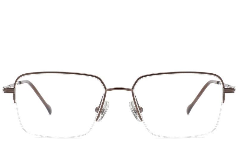 Lunettes semi-cerclées en titane brun #BS2012-1781