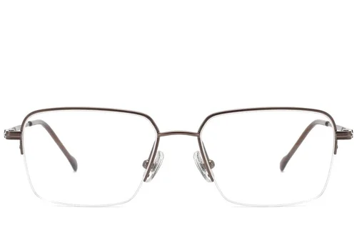 Lunettes semi-cerclées en titane brun #BS2012-1781