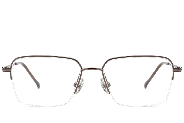 Lunettes semi-cerclées en titane brun #BS2012-1781
