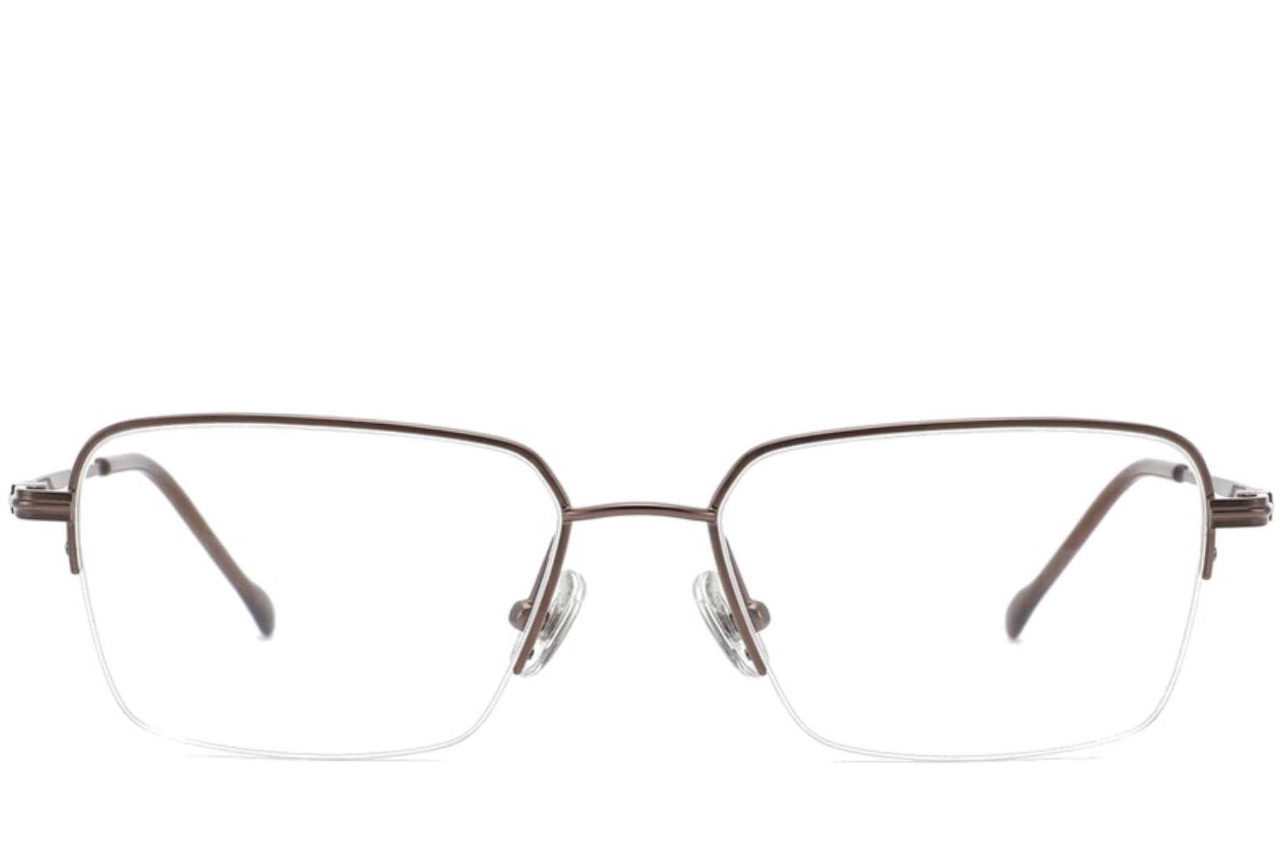 Gafas de titanio marrón con montura semi al aire #BS2012-1781