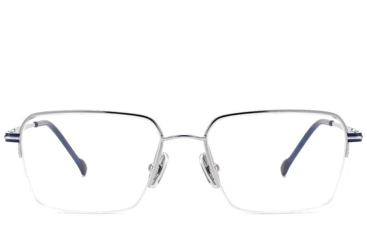 Halbrandlose Brille aus silbernem Titan #BS2012-1782