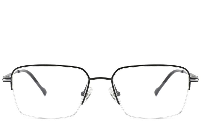 Gafas semi al aire de titanio negro #BS2012-1783