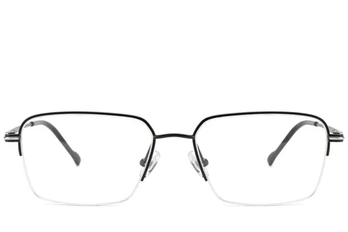 Lunettes semi-cerclées en titane noir #BS2012-1783
