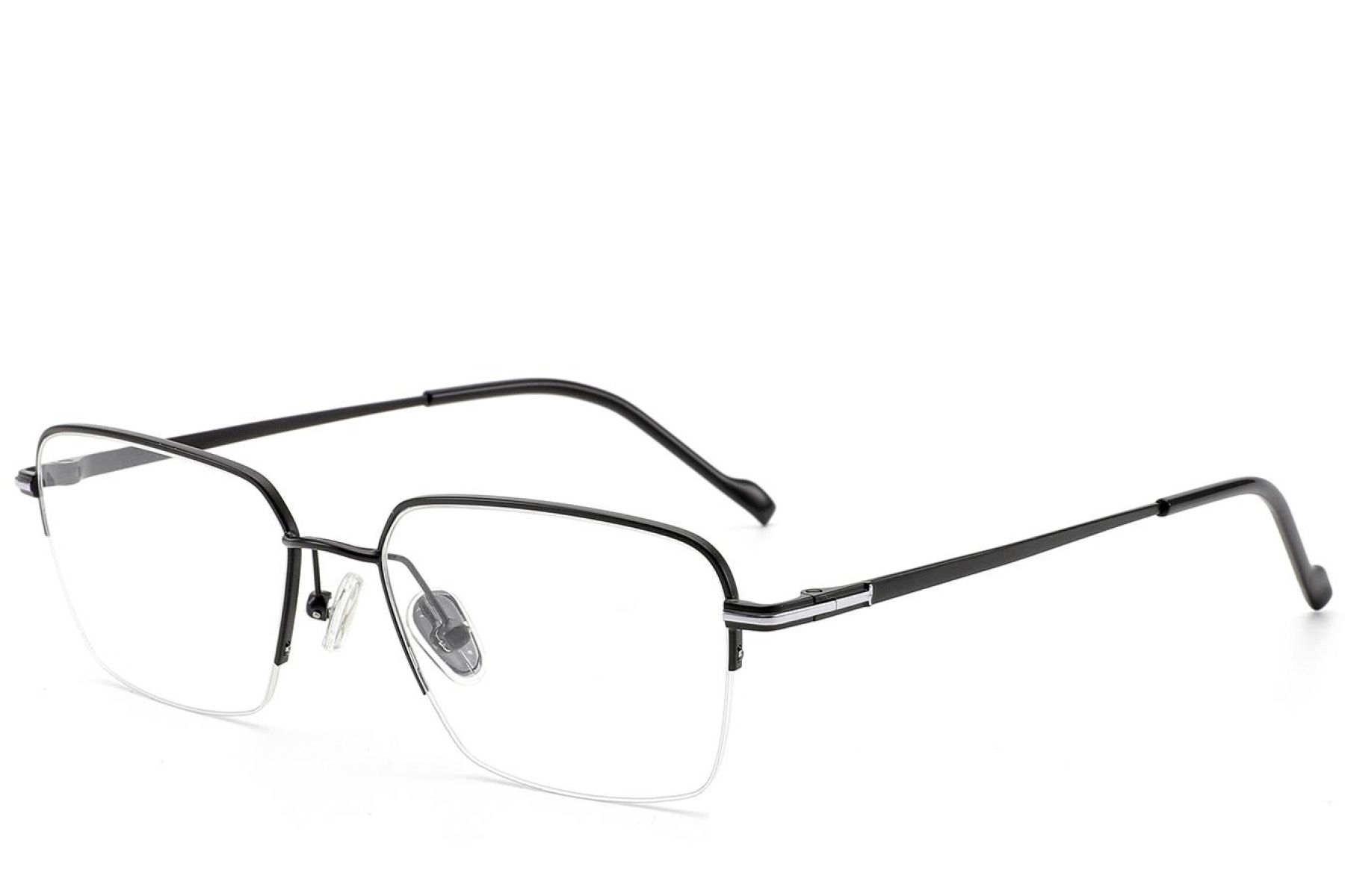 Semi-rimless Black Titanium Glasses #BS2012-1783