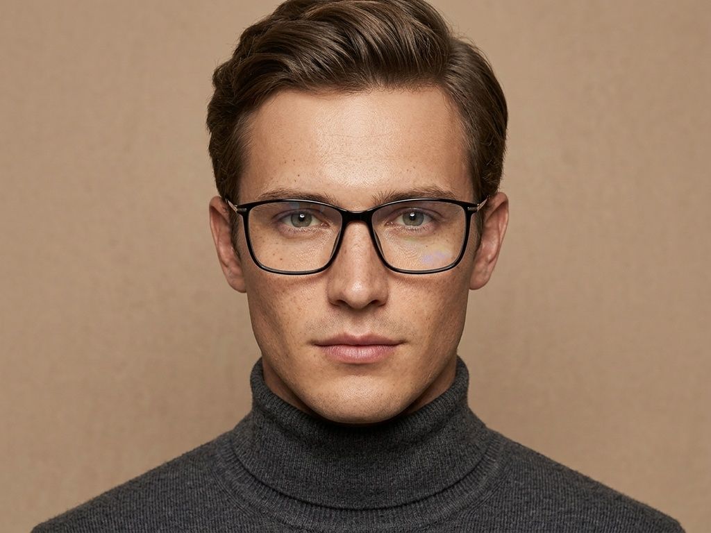 Gafas rectangulares de titanio negro #BS2012-1794