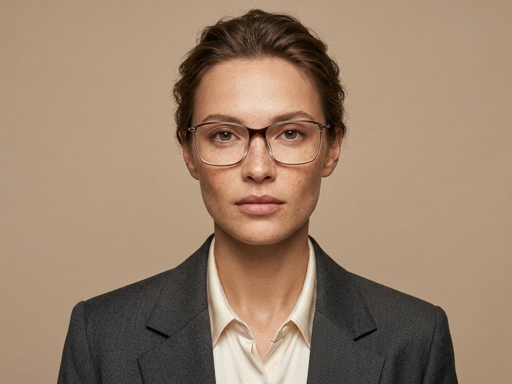 Rectangular Brown Titanium Glasses #BS2012-1797