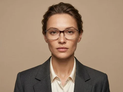Lunettes rectangulaires en titane brun #BS2012-1797
