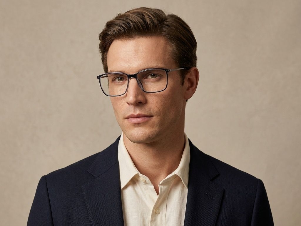Rectangular Blue Titanium Glasses #BS2012-1798