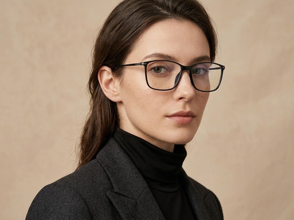 Rectangular Black Titanium Glasses #BS2012-1799