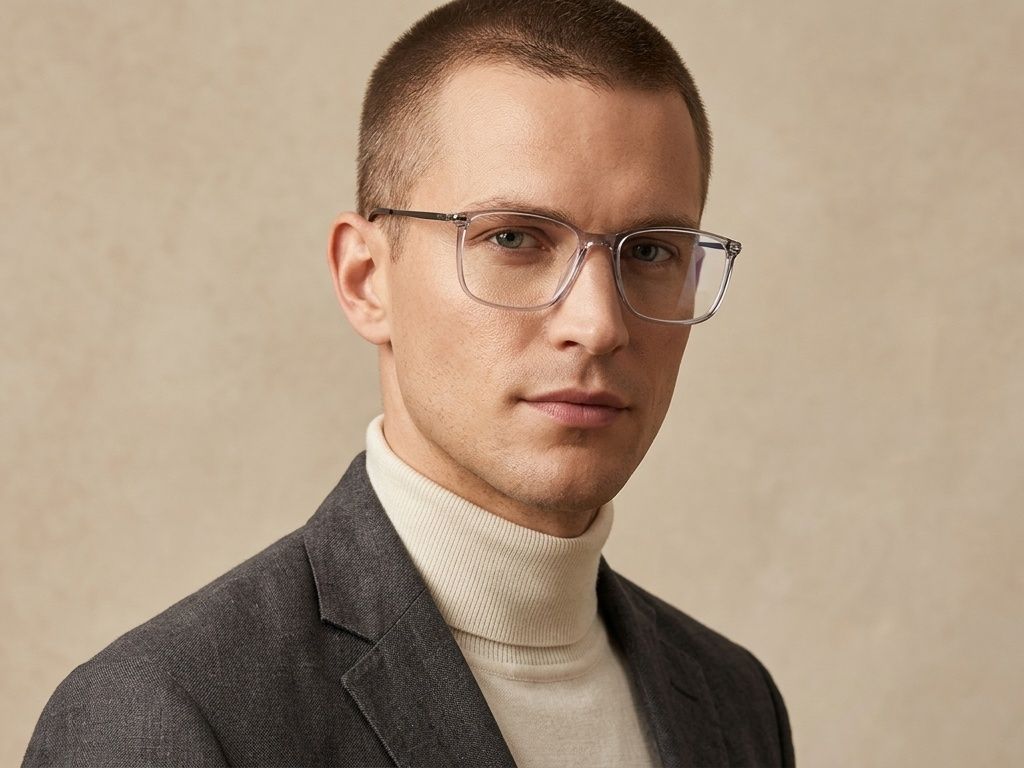 Rectangular Grey Titanium Glasses #BS2012-1801