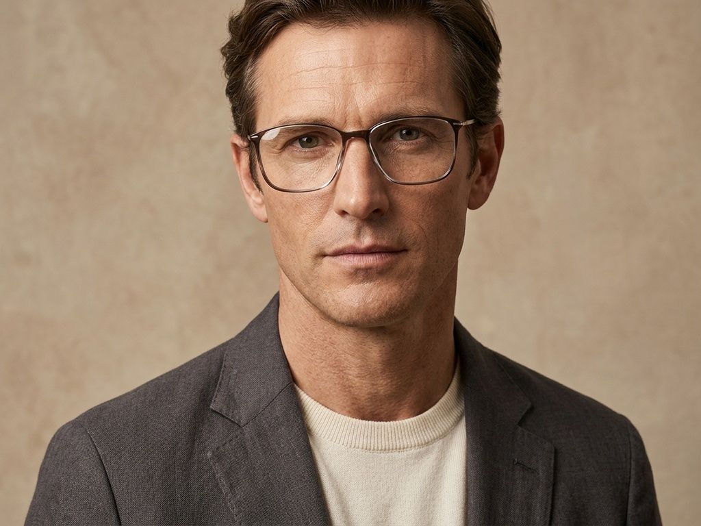 Rectangular Brown Titanium Glasses #BS2012-1802