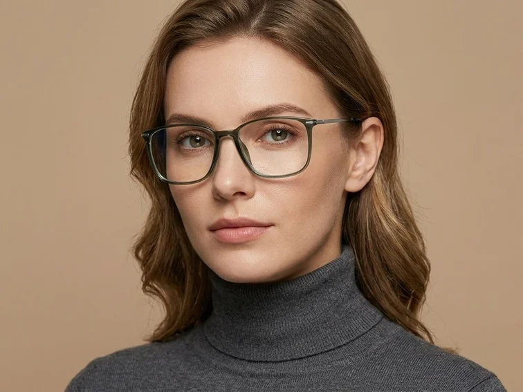 Rectangular Green Titanium Glasses #BS2012-1803