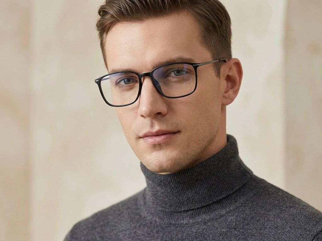 Rectangular Black Titanium Glasses #BS2012-1805