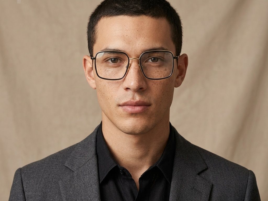 Rectangular Golden Titanium Glasses #BS2012-1806