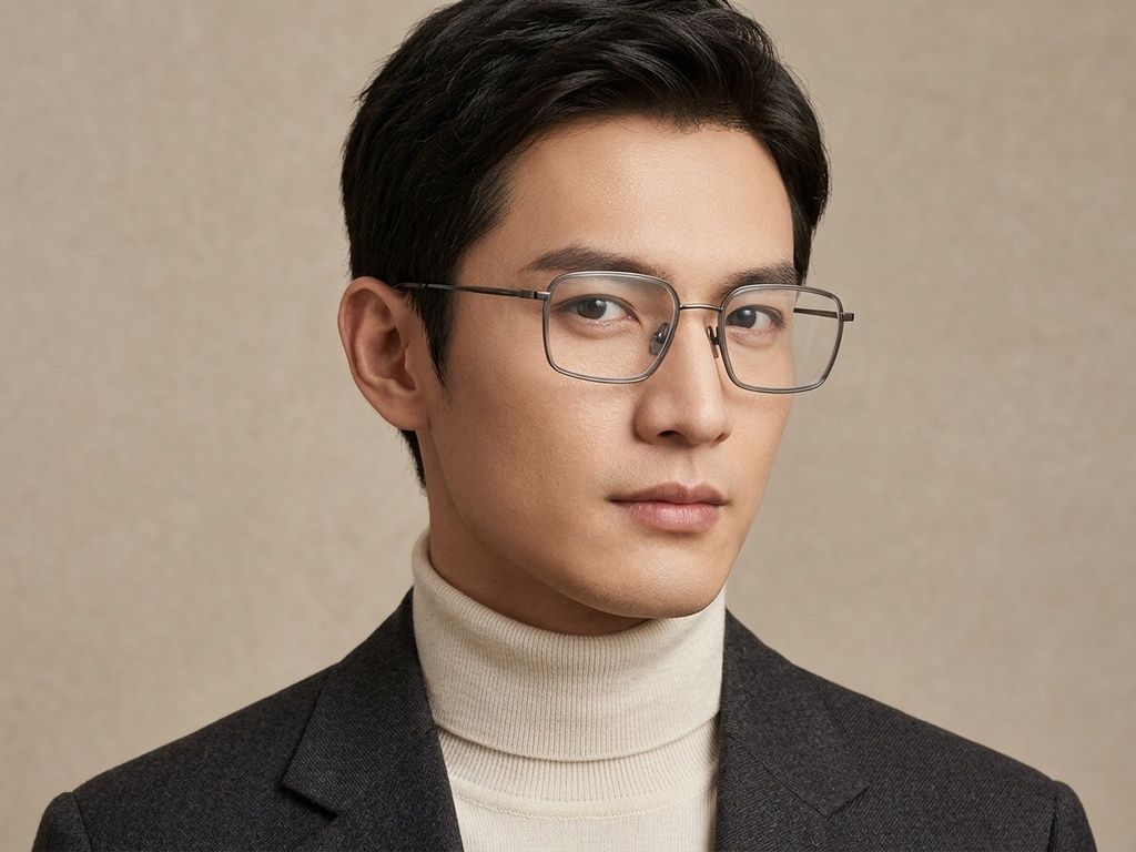 Rectangular Grey Titanium Glasses #BS2012-1807
