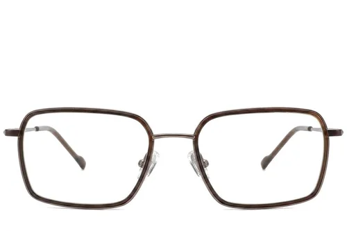 Lunettes rectangulaires en titane brun #BS2012-1808
