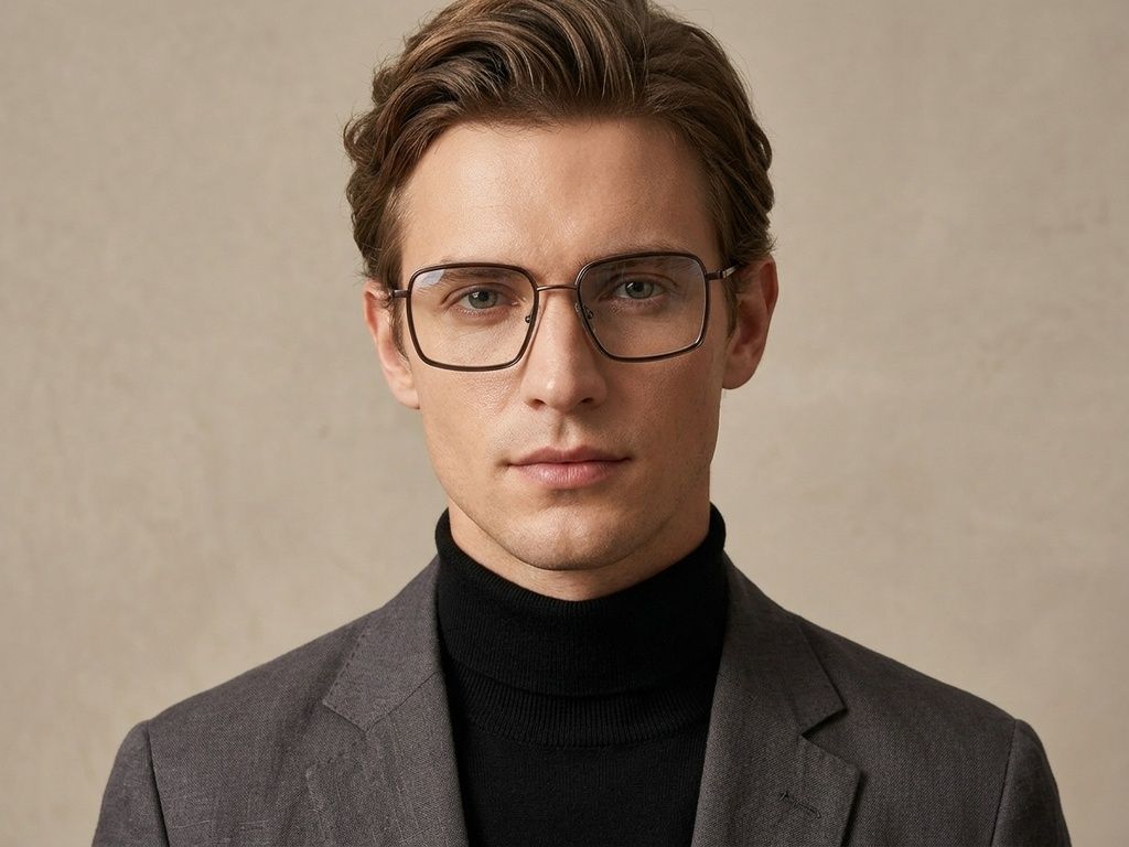 Rectangular Brown Titanium Glasses #BS2012-1808