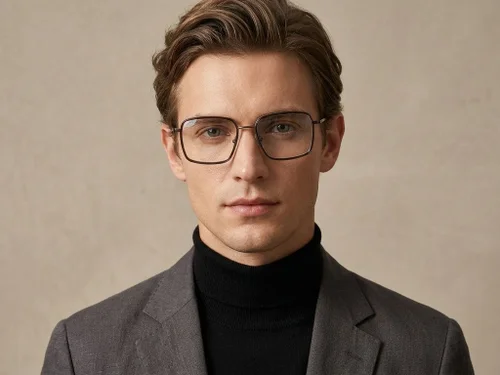 Lunettes rectangulaires en titane brun #BS2012-1808