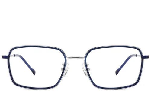 Lunettes rectangulaires en titane bleu #BS2012-1809
