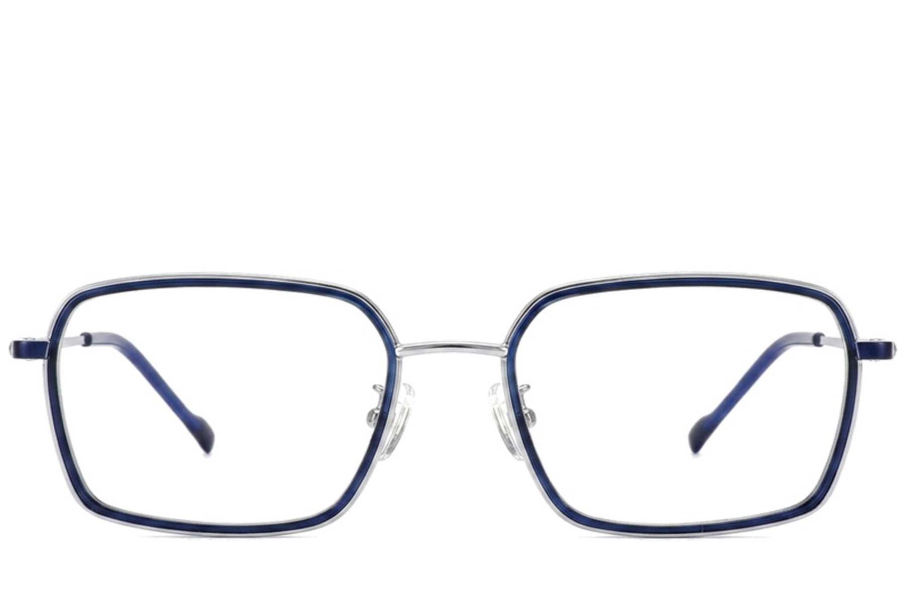 Rechteckige blaue Titanbrille #BS2012-1809