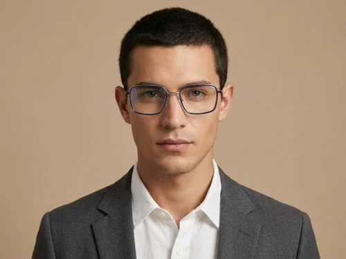 Lunettes rectangulaires en titane bleu #BS2012-1809