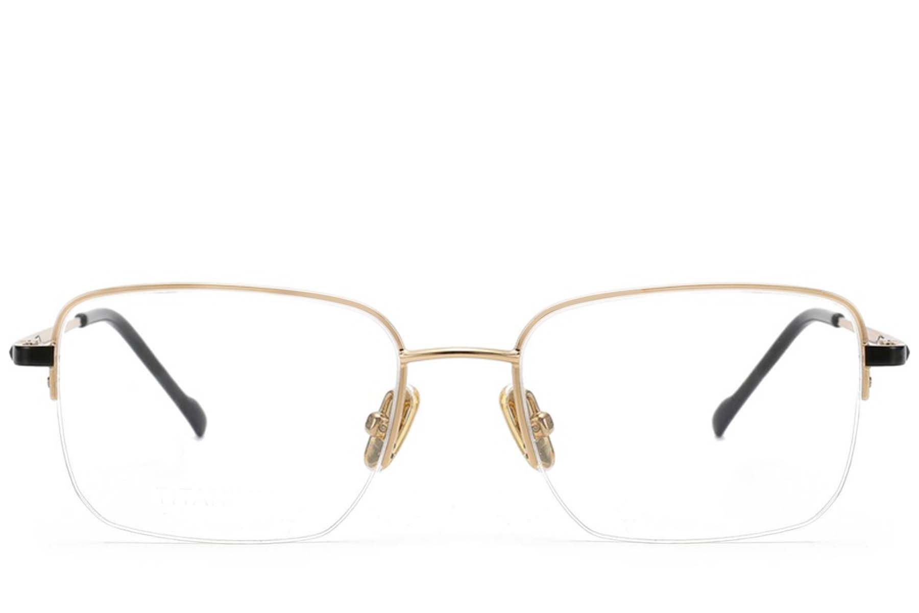 Semi-rimless Golden Titanium Glasses #BS2012-1811