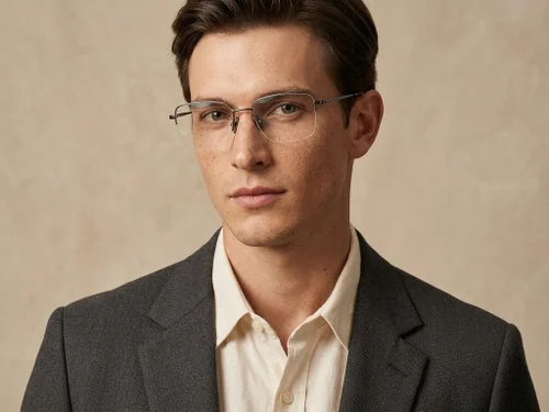 Lunettes semi-cerclées en titane gris #BS2012-1812