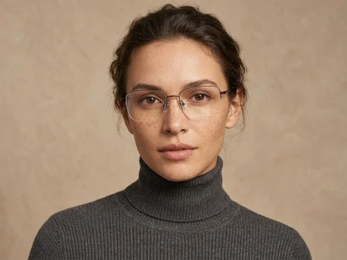 Lunettes semi-cerclées en titane brun #BS2012-1813