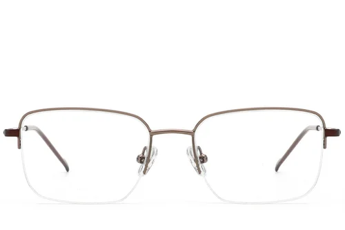 Lunettes semi-cerclées en titane brun #BS2012-1813