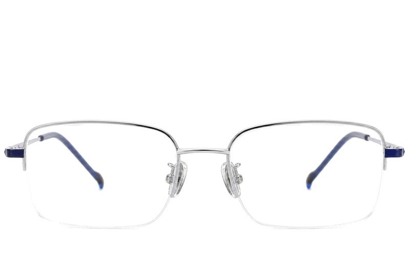 Semi-rimless Silver Titanium Glasses #BS2012-1814