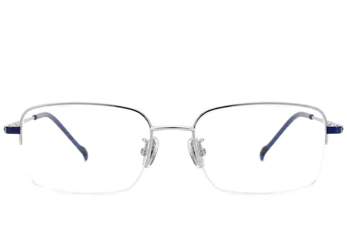 Lunettes semi-cerclées en titane argenté #BS2012-1814