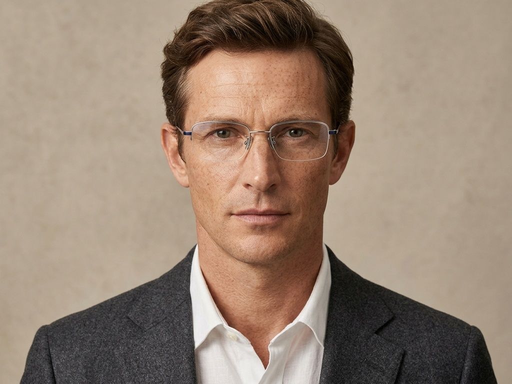 Semi-rimless Silver Titanium Glasses #BS2012-1814