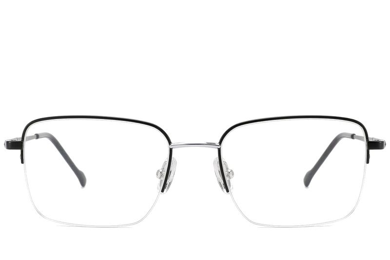 Semi-rimless Black Titanium Glasses #BS2012-1815