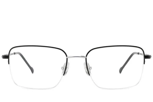 Lunettes semi-cerclées en titane noir #BS2012-1815