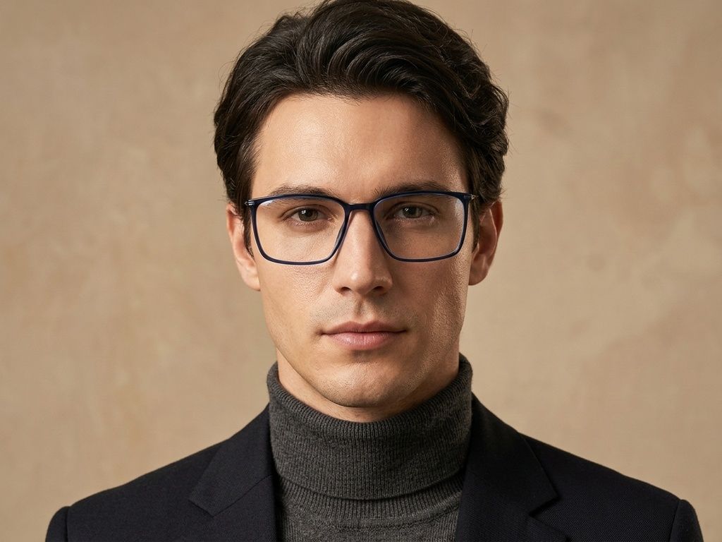 Rectangular Blue Titanium Glasses #BS2012-1822