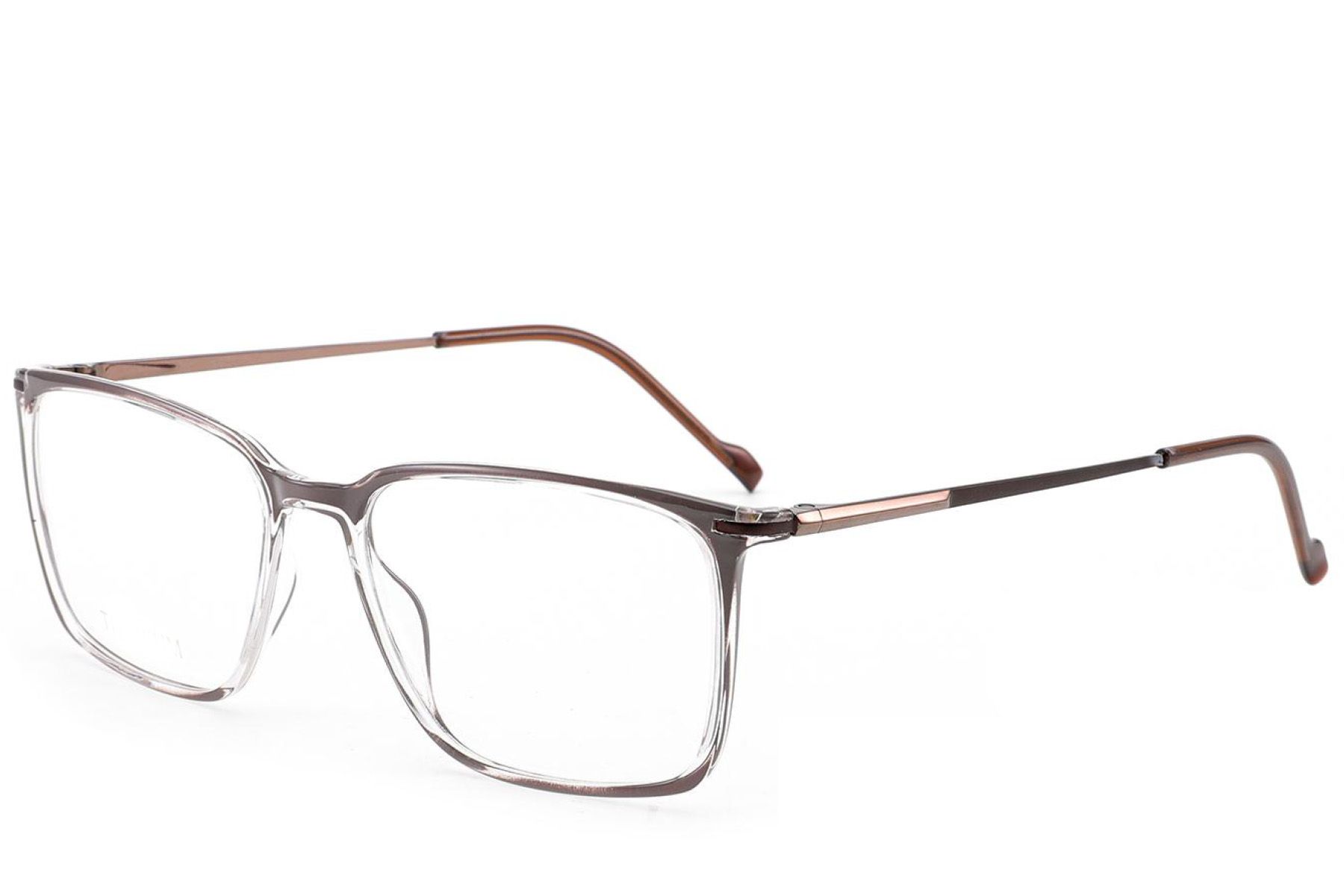Gafas rectangulares de titanio marrón #BS2012-1824