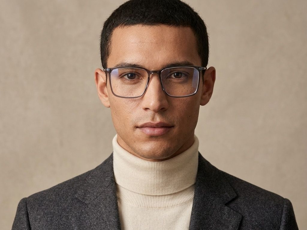 Rectangular Grey Titanium Glasses #BS2012-1825