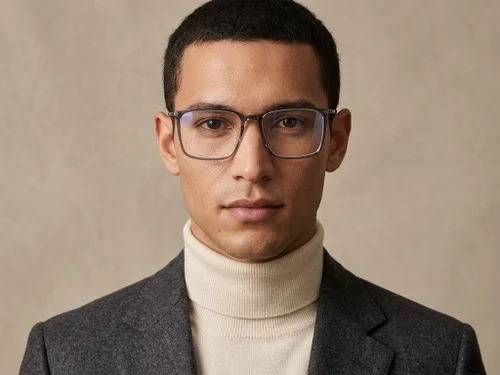 Lunettes rectangulaires en titane gris #BS2012-1825
